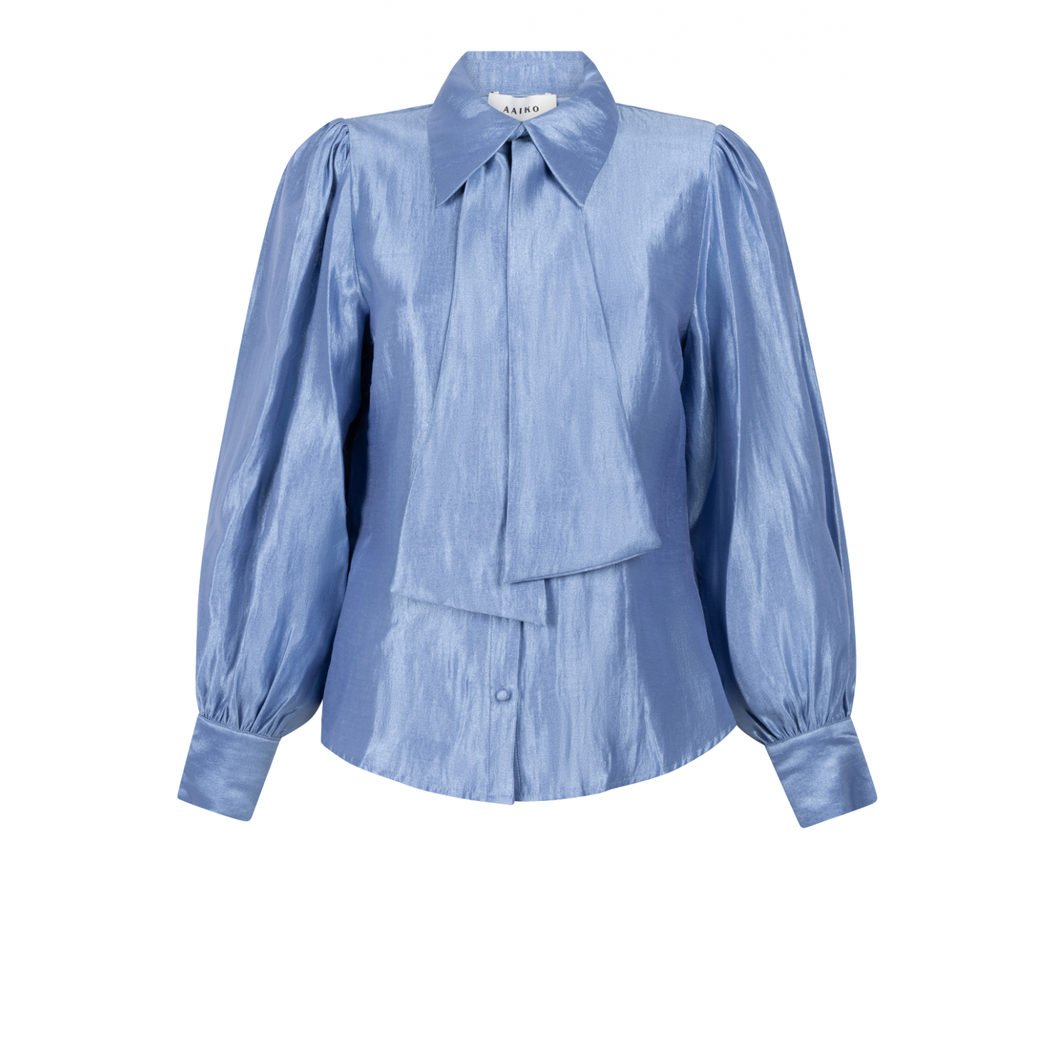 Aaiko veronne tie shimm ray blouse office blue