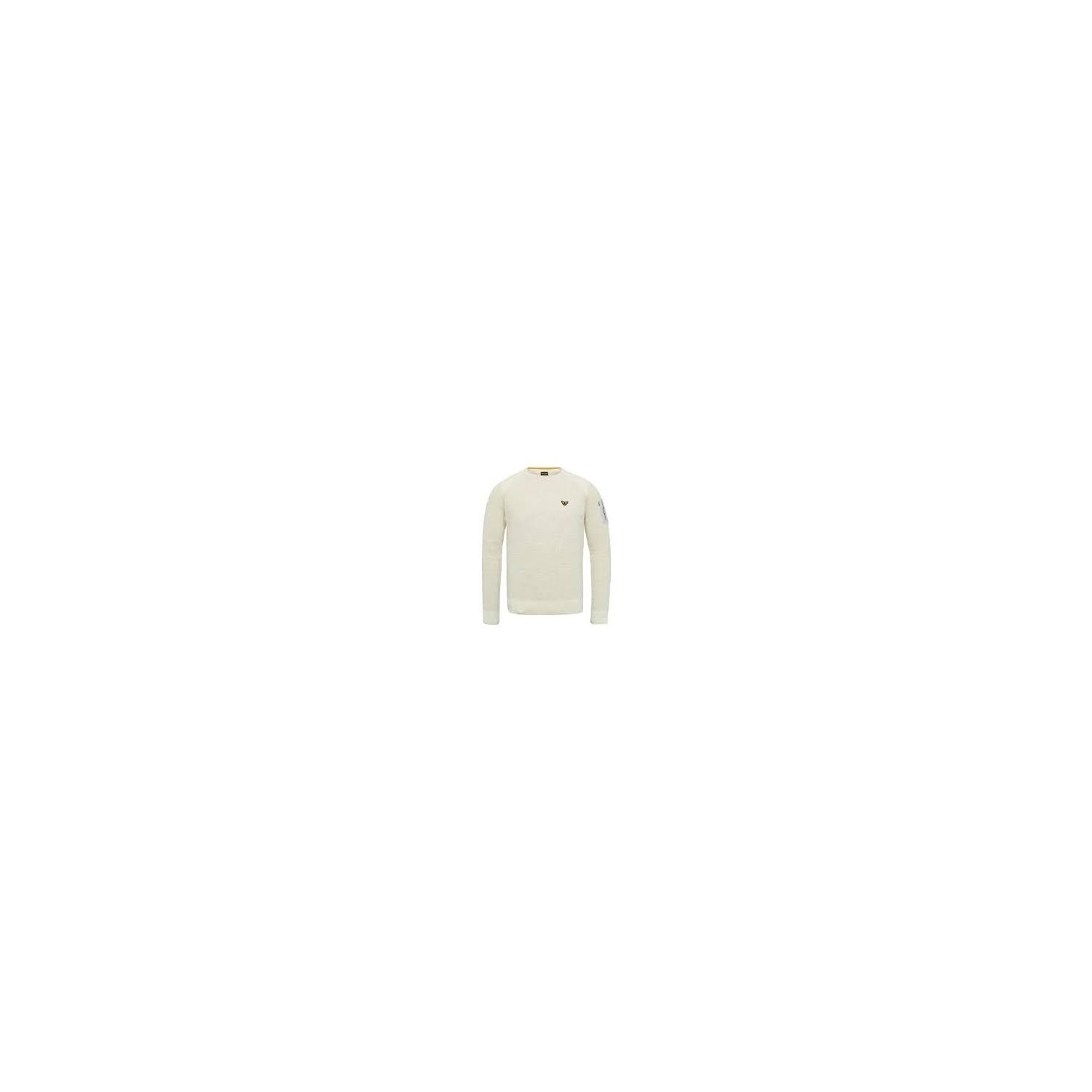 PME Legend long sleeve r-neck cotton rib bone whit