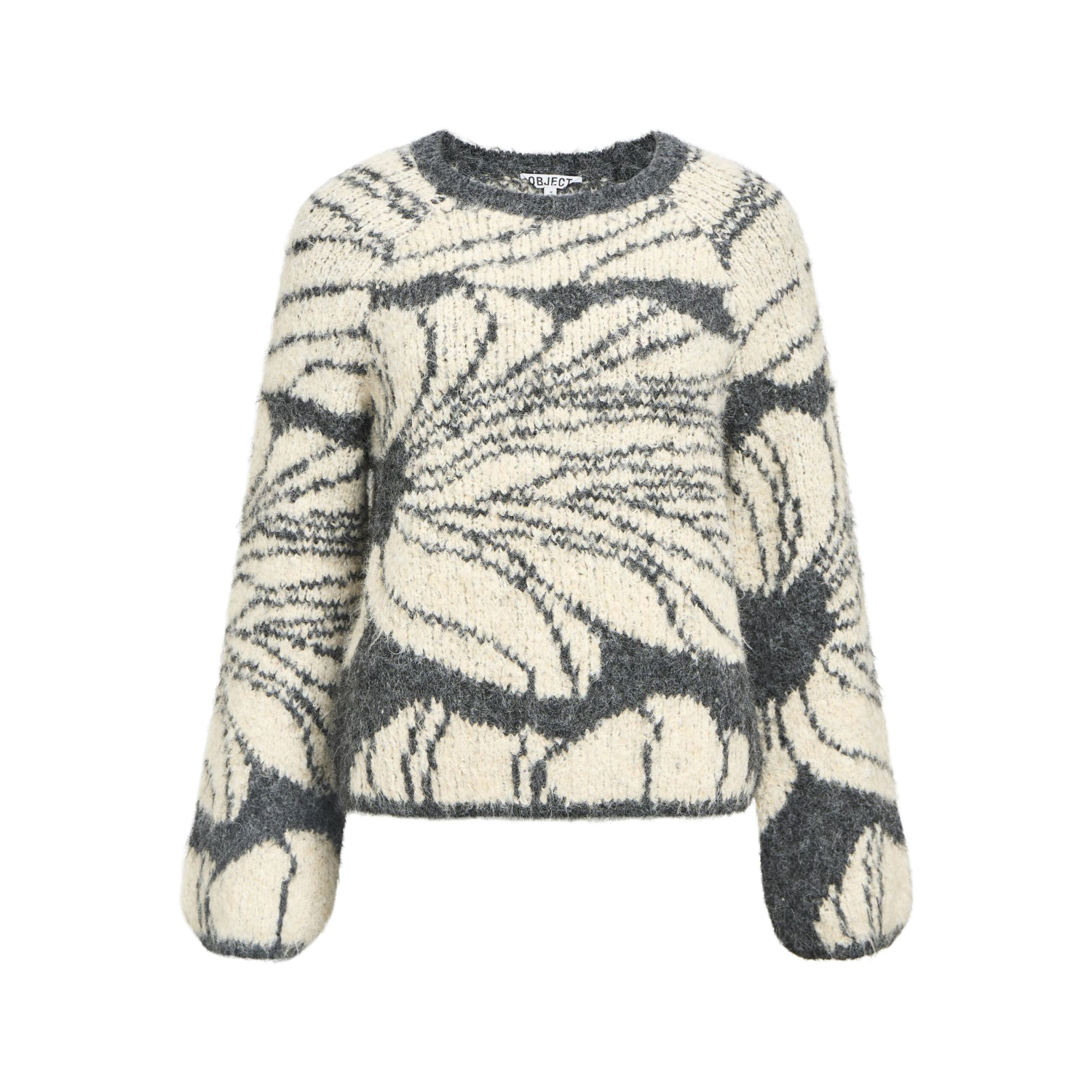 Object objjuline l/s knit pullover dark grey mel