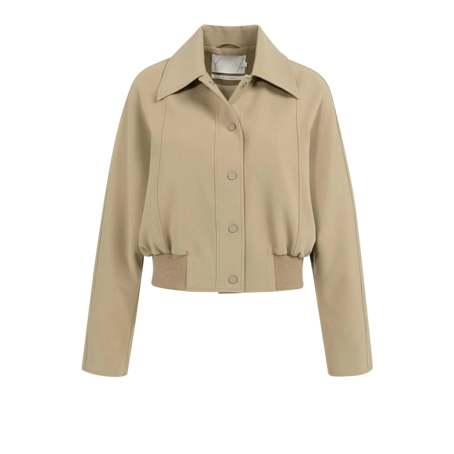 YAYA Kort jasje met ribboord khaki green