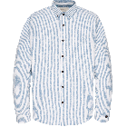 Cast iron l/s shirt cf print scribble stripe blue