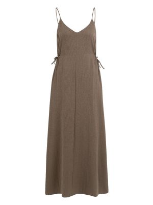 YAYA Lange jurk met strikdetails washed brown