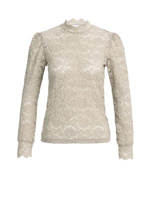 YAYA Kanten top met hoge halslijn pure cashmere gr