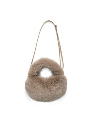 YAYA Rond tasje van imitatiebont otter brown