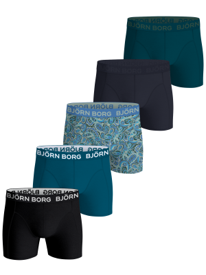 Bjorn borg cotton boxer 5p zw/pet/print/bl/pet
