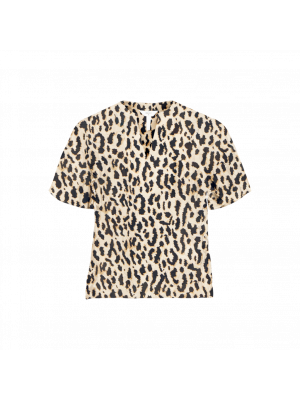 Object objkarina s/s v-neck top sandshell leopard