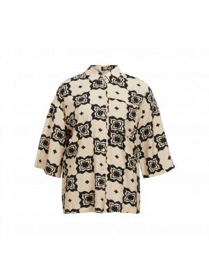 Object objella 3/4 shirt 138 sandsheel black aop