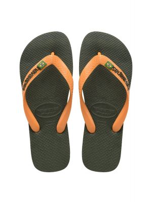 Havaianas brasil logo green olive / vibrant orange