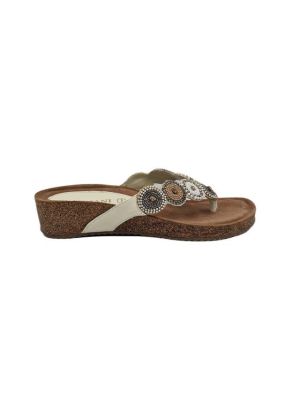 Lazamani Ladies Toe Slipper OffWhite