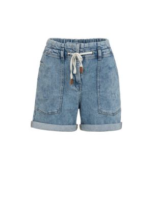 YAYA Denim short met koordsluiting mid blue denim