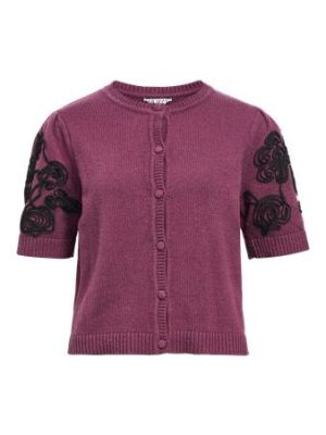 Object objjane 2/4 re knit cardigan mauve wine