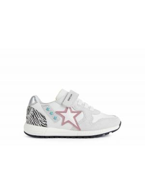 Geox J Alben Girl Suede Synt.Lea White Black