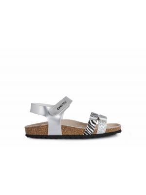 Geox J Adriel Girl Pea.SynGlTex Silver Black