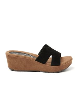Lazamani BLack Mules H Wedge