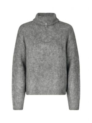 Modstrom kaneMD zip t-neck dark grey melange