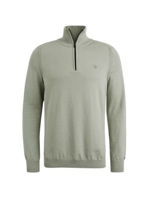 Cast Iron half zip collar cotton stretch seagrass
