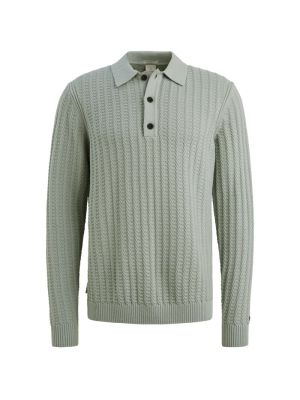 Cast Iron Long sleeve polo regular fit soft Slate 