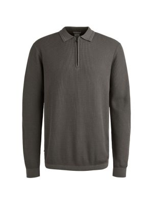 Cast Iron Long sleeve polo cotton modal Granite Gr