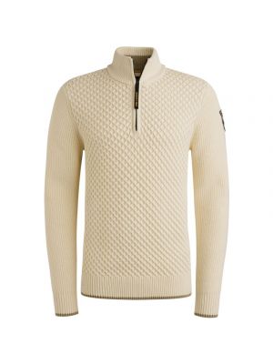 PME-Legend Half zip collar cotton mix yarn Bone Wh