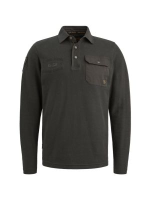 PME-Legend Long sleeve polo structured pique Dark 
