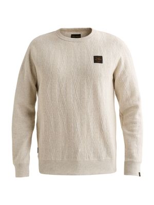 PME-Legend Crewneck jacquard sweat Bone White Mele