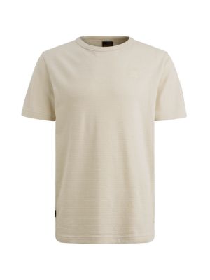 PME-Legend Short sleeve r-neck jacquard strip Bone