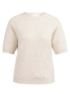 YAYA Zachte trui met korte mouwen kit beige melang