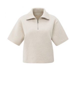 YAYA Sweater met halve rits chalk white