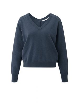 YAYA Sweater met dubbele V-hals china blue melange
