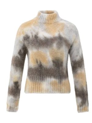 YAYA Gebreide trui met print dark taupe grey dess