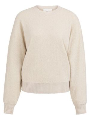 YAYA Boucle trui met ribdetails kit beige