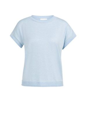 YAYA Knitted sweater with rolled ed light blue mel