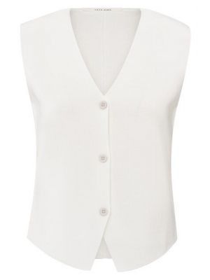 YAYA Fine knitted gilet with V-neck pure white