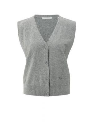 YAYA Gebreid gilet met V-hals medium grey melange