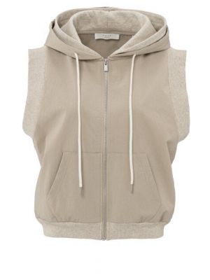 YAYA Sleeveless cardigan with hood twill beige