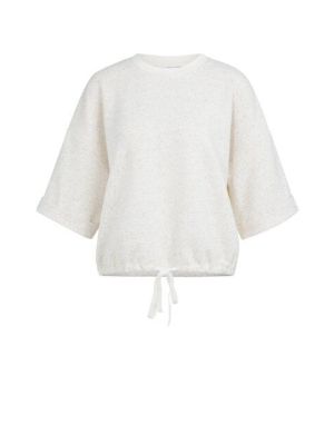 YAYA Short sleeve sweatshirt with r ivory white me