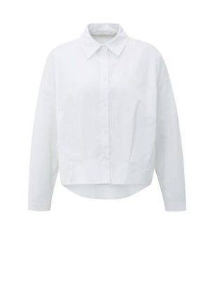 YAYA Poplin blouse met plooidetails pure white
