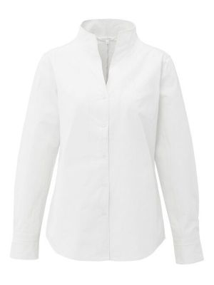 YAYA Blouse met hoge V-hals kraag pure white