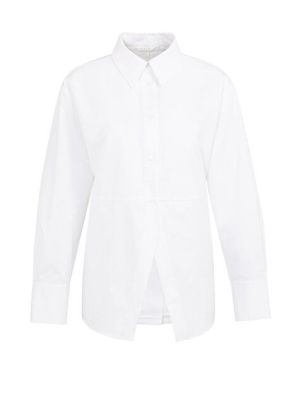 YAYA Poplin blouse met splitdetail pure white
