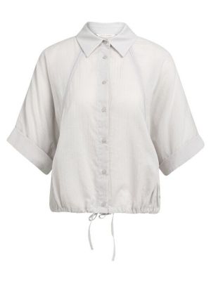 YAYA Vleermuismouw blouse met gevlo alabaster gray