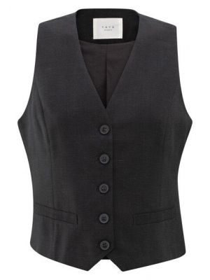 YAYA Linen blend gilet washed black