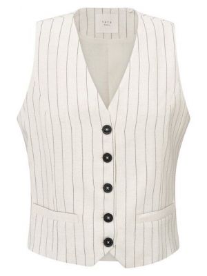 YAYA Pinstripe gilet sand linen beige des
