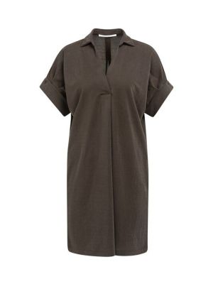 YAYA Jerseyjurk met geplooide pofmo aubergine purp