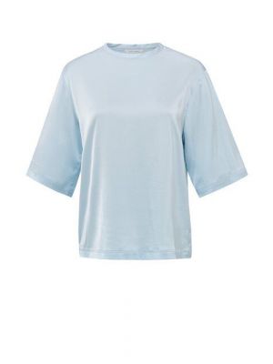 YAYA oversized satin t-shirt gray dawn blue