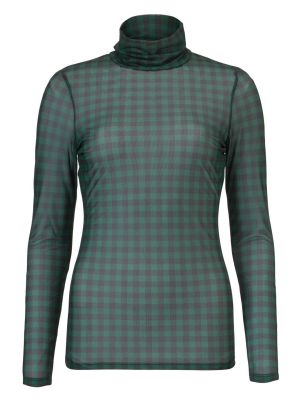 Modström siona print top dark green check