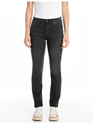 Replay maijke straight high rise pants black