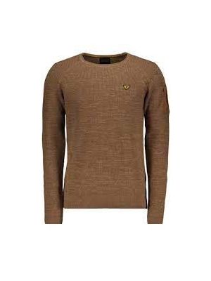 PME Legend long sleeve r-neck cotton rib toffee